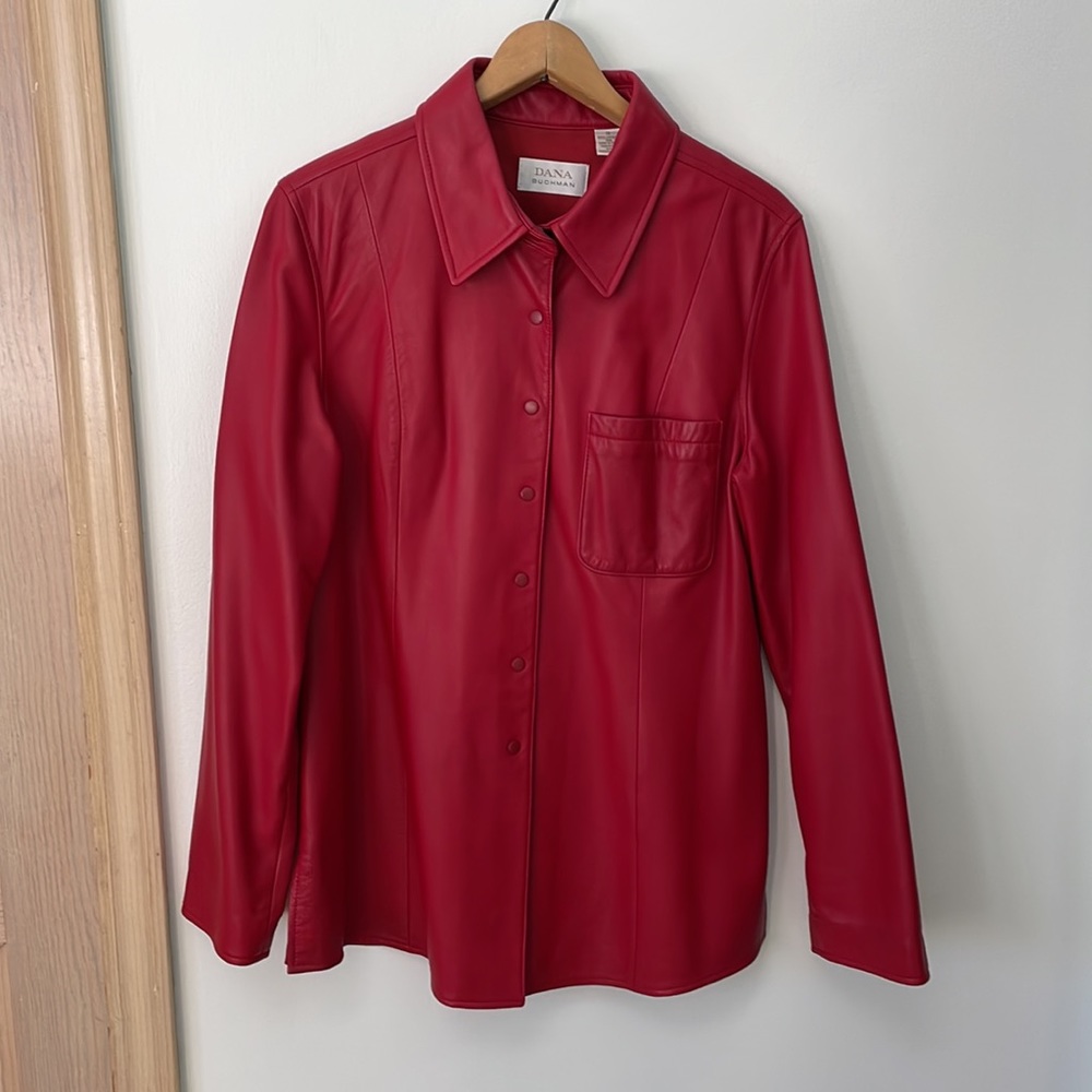 Dana Buchman red leather blazer 12